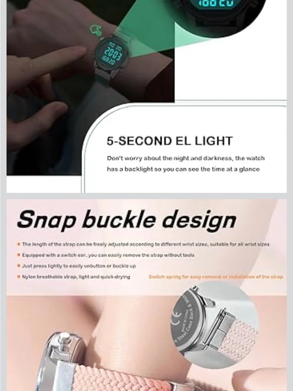 NIB Hearkent Pedometer Watch-Steps,Miles,Calorie Count,Waterproof.Stopwatch,Pink